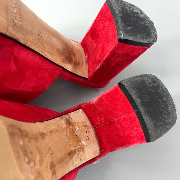 Alberto Zago Milano Red Suede Slide-on Sandals, Size 38 - Picture 12 of 12